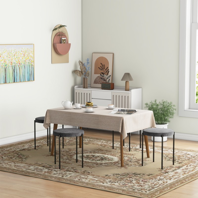 Keittiöjakkara 4 kpl setti, pinottava, samettimainen kangas, teräsrunko, 41,5 x 41,5 x 46 cm, tummanharmaa