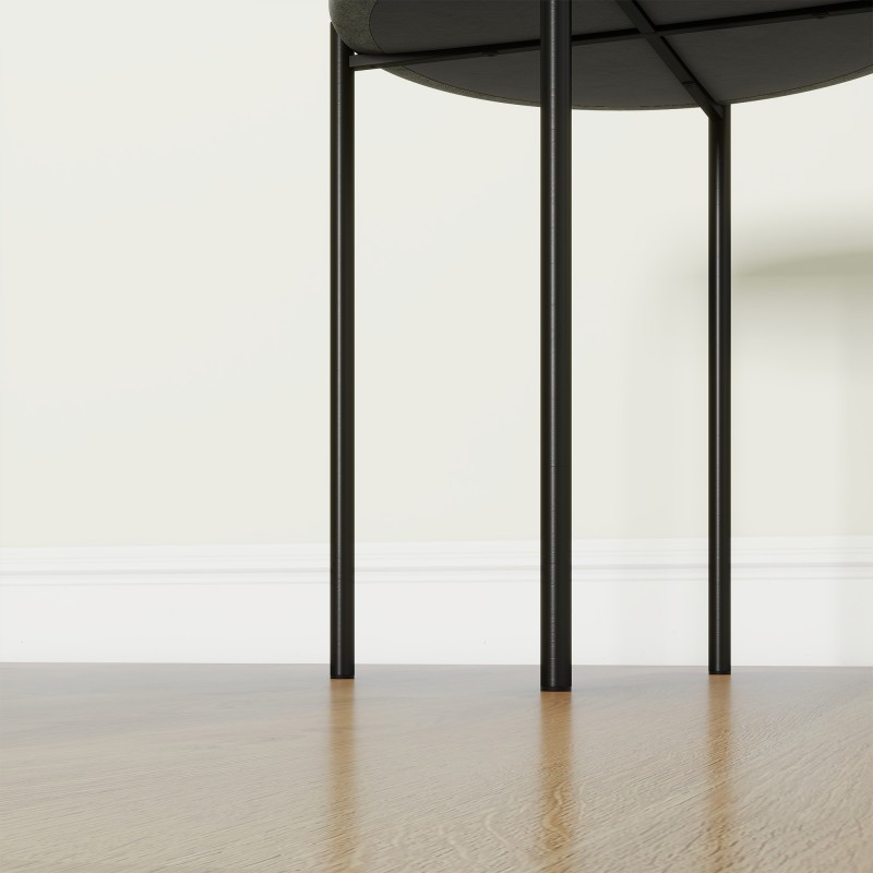 Keittiöjakkara 4 kpl setti, pinottava, samettimainen kangas, teräsrunko, 41,5 x 41,5 x 46 cm, tummanharmaa