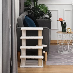 Kissan lemmikkirappu ja raapimispuu, 4 tasoa, juutti ja plyysi, 60 x 40 x 64 cm, valkoinen