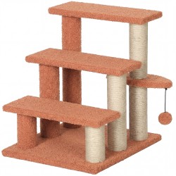 Kissan porrasteline ja raapimapuu 3 portainen juutti plyysi 45x40x48 cm ruskea enint 5 kg