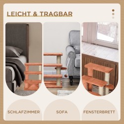 Kissan porrasteline ja raapimapuu, 3-portainen, juutti/plyysi, 45x40x48 cm, ruskea, enint. 5 kg