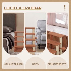 Kissan lemmikkiportaat ja raapimapuu, 4 tasoa, juutti ja plyysi, 60x40x64 cm, ruskea, enint. 5 kg