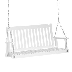 Kahden hengen puinen riippupenkki ulkokäyttöön kuusipuu 117 x 69 x 60 cm valkoinen