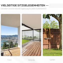 Kahden hengen puinen riippupenkki ulkokäyttöön, kuusipuu, 117 x 69 x 60 cm, valkoinen