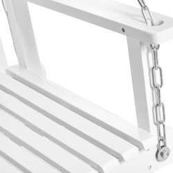 Kahden hengen puinen riippupenkki ulkokäyttöön, kuusipuu, 117 x 69 x 60 cm, valkoinen