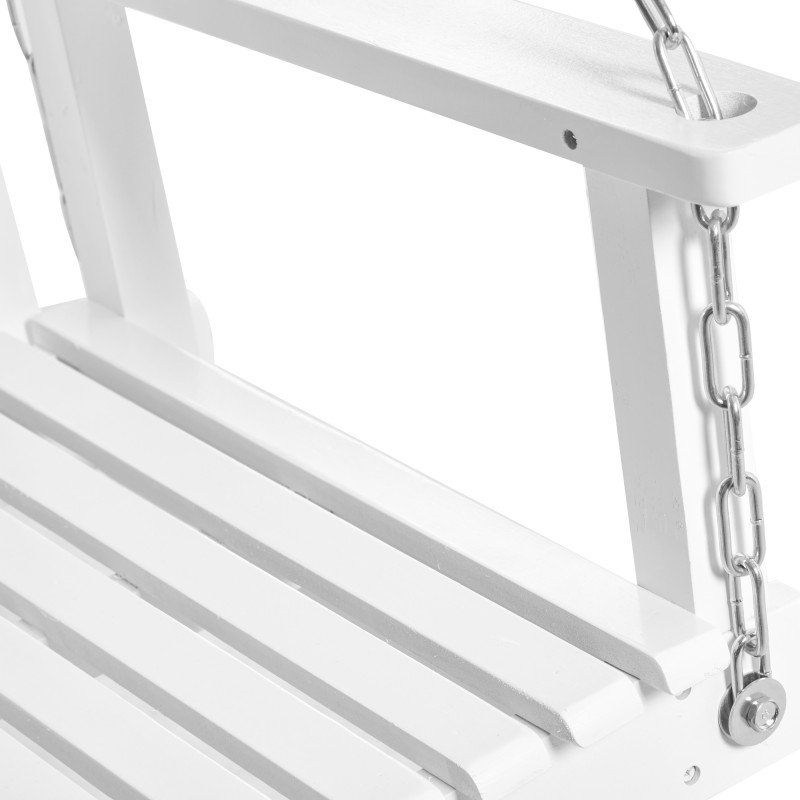 Kahden hengen puinen riippupenkki ulkokäyttöön, kuusipuu, 117 x 69 x 60 cm, valkoinen