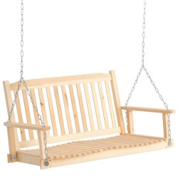 Kaksipaikkainen puutarhakeinu riippupenkki ulkokäyttöön kuusipuu 117 x 69 x 60 cm luonnonväri