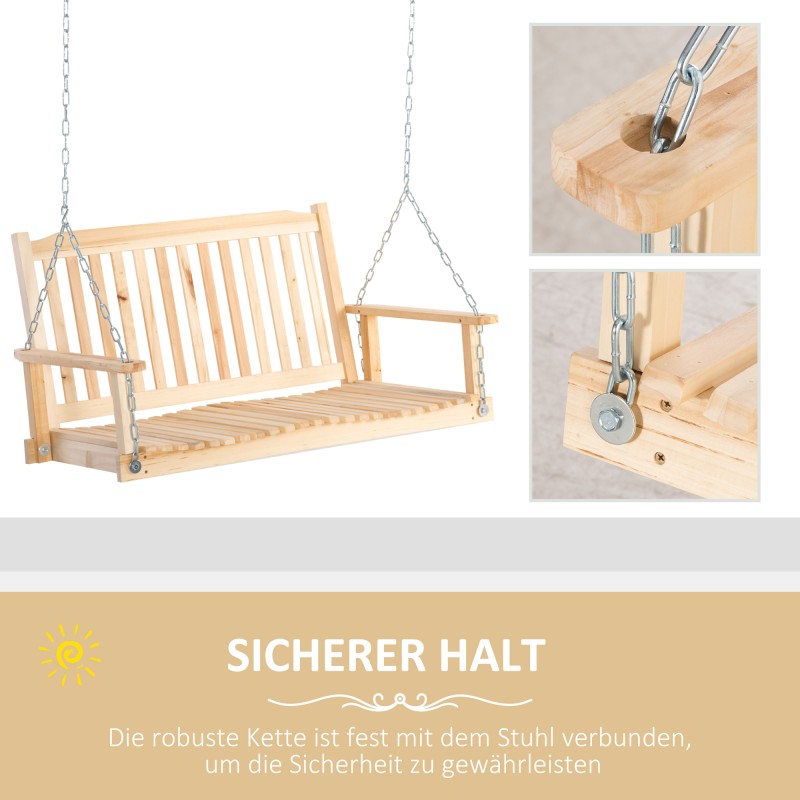 Kaksipaikkainen puutarhakeinu riippupenkki ulkokäyttöön kuusipuu 117 x 69 x 60 cm luonnonväri