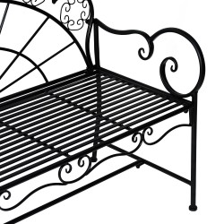 Puutarhapenkki 2 henkilölle ulkokäyttöön, metallia, 107 x 55,5 x 90,5 cm, musta