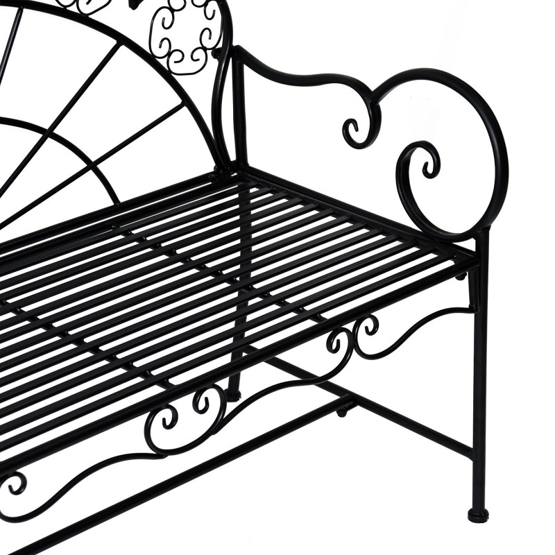 Puutarhapenkki 2 henkilölle ulkokäyttöön, metallia, 107 x 55,5 x 90,5 cm, musta