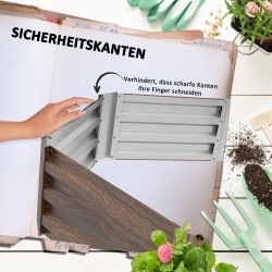 Metallinen kuusikulmainen viljelylaatikko / korkeapenkki, avoin pohja, 113 x 98 x 30 cm, tummanruskea