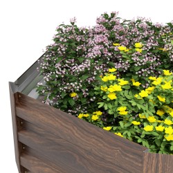 Metallinen kuusikulmainen viljelylaatikko / korkeapenkki, avoin pohja, 113 x 98 x 30 cm, tummanruskea