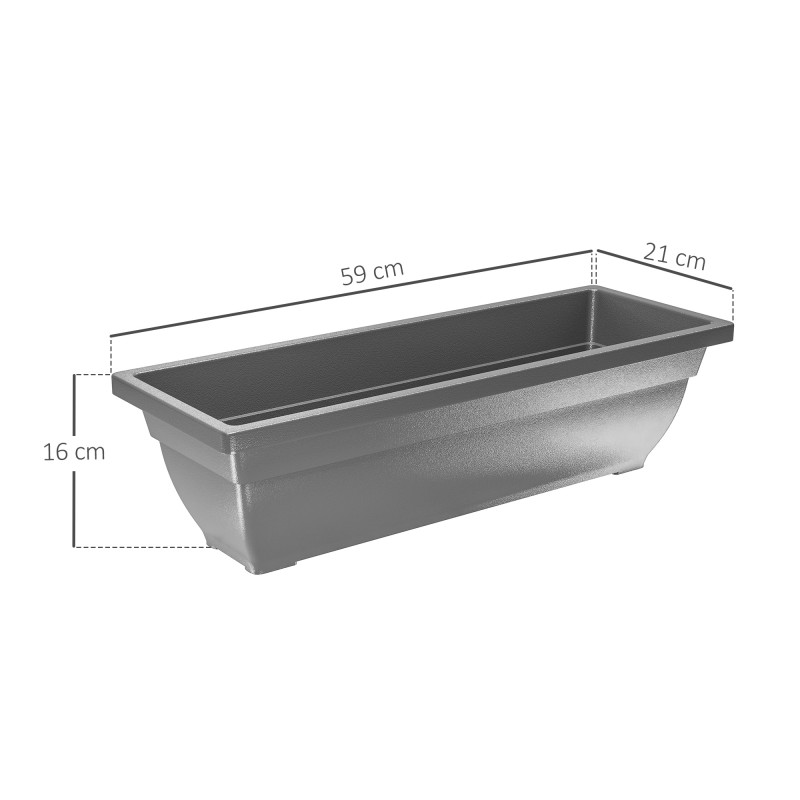 Istutuslaatikko ulkokäyttöön muovia 59 x 21 x 16 cm 5 kpl harmaa