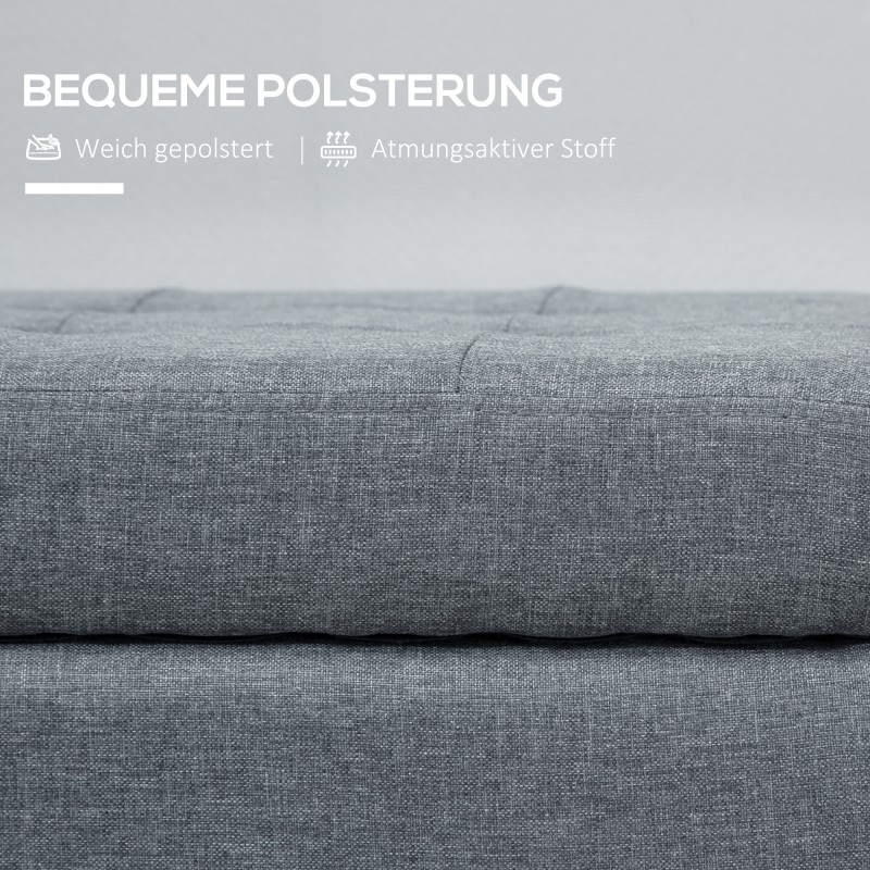 Säilytyspenkki eteiseen nappitikkauksella 125 x 49 x 41,5 cm harmaa