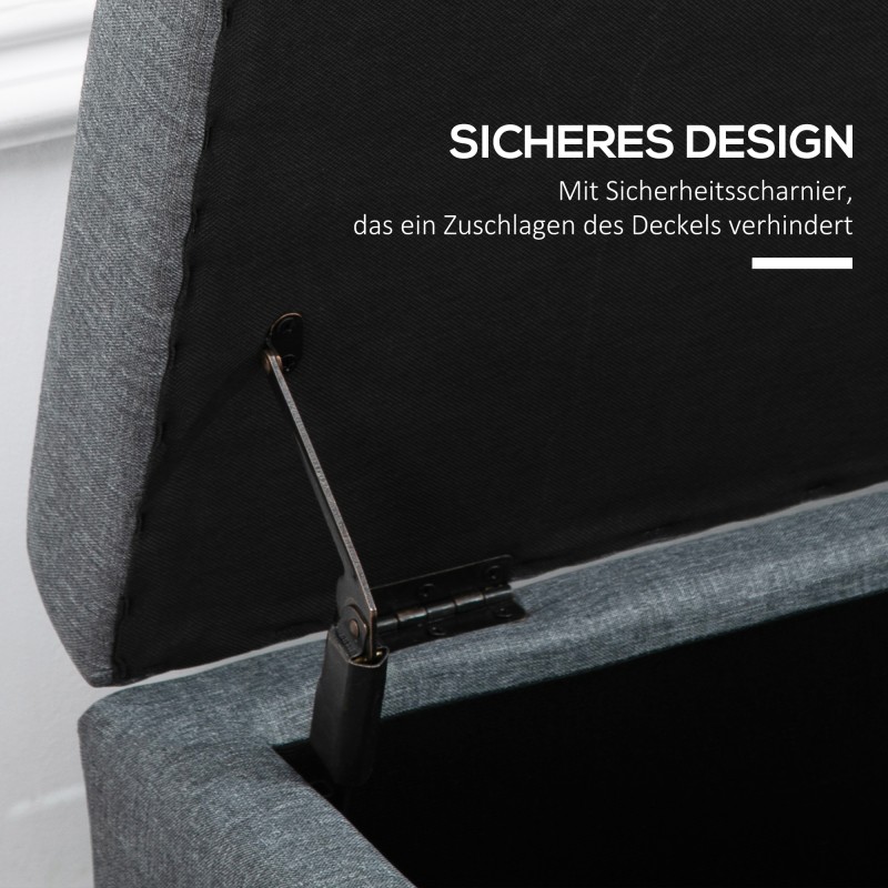 Säilytyspenkki eteiseen nappitikkauksella 125 x 49 x 41,5 cm harmaa