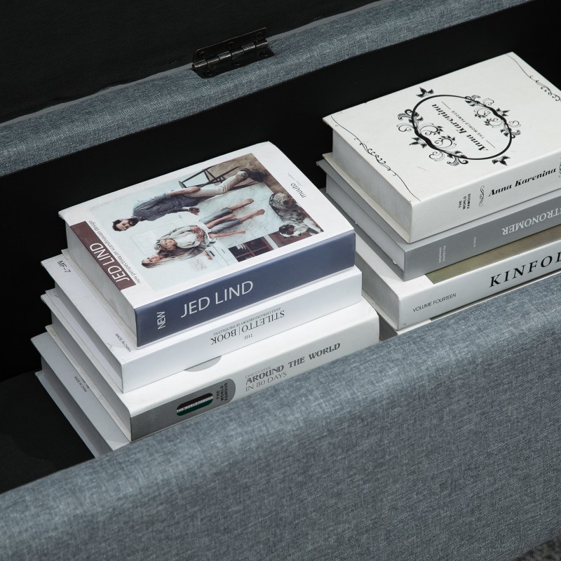 Säilytyspenkki eteiseen nappitikkauksella 125 x 49 x 41,5 cm harmaa