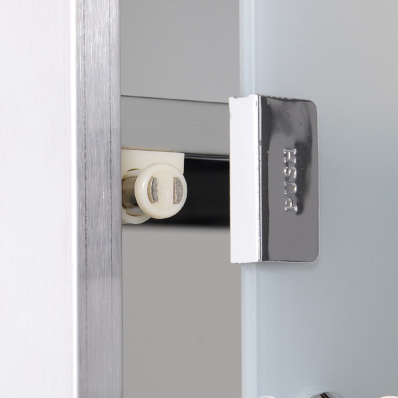 Lääkekaappi seinälle, lukittava ruostumaton teräs, 3 tasoa, lasiovi, 25 x 12 x 48 cm, hopea