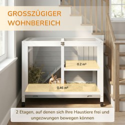 Pieneläinhäkki 2 tasoa kuusipuuta 91,5x53,3x73 cm harmaa, pyörillä, sisäkäyttöön