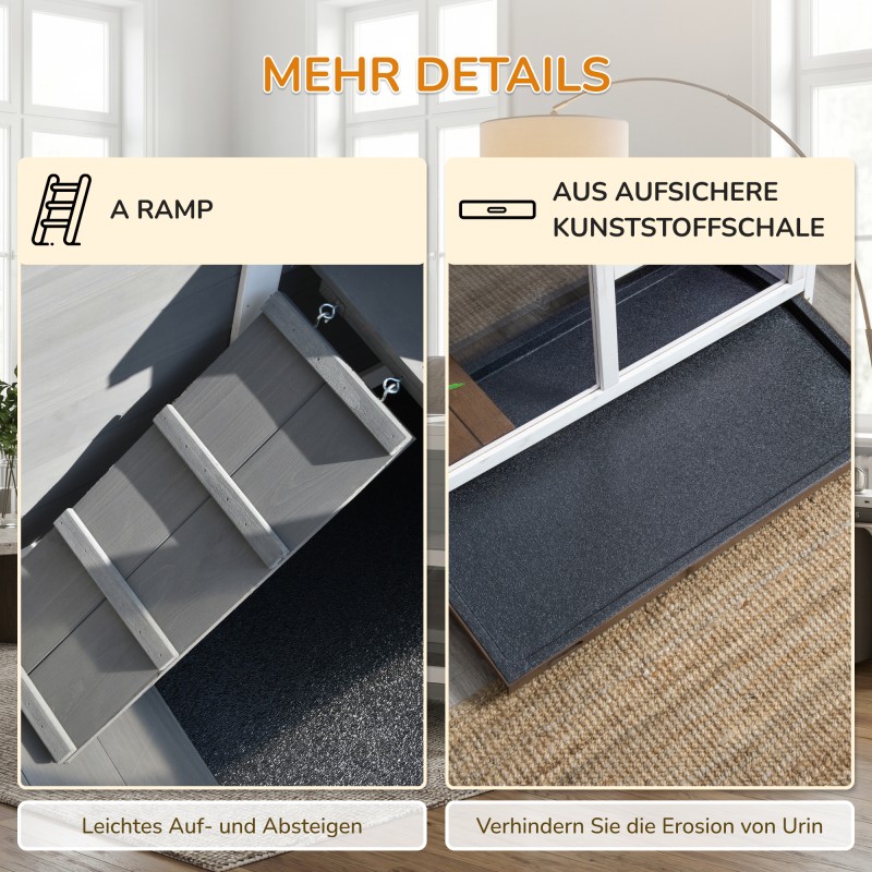 Pieneläinhäkki 2 tasoa kuusipuuta 91,5x53,3x73 cm harmaa, pyörillä, sisäkäyttöön