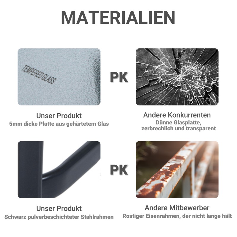 Puutarhapöytä neliö karkaistu lasi ja metalli 68,5 x 68,5 x 84 cm musta