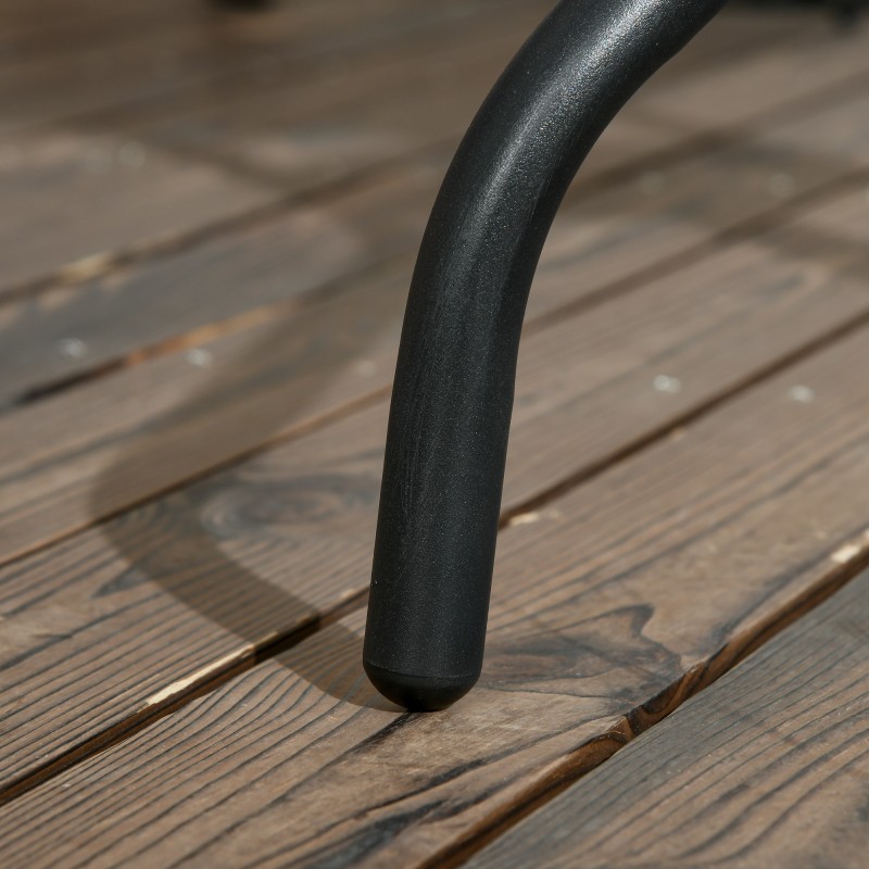 Ulkopöytä aurinkovarjolle karkaistu lasi ja metallirunko 76x76x72 cm musta