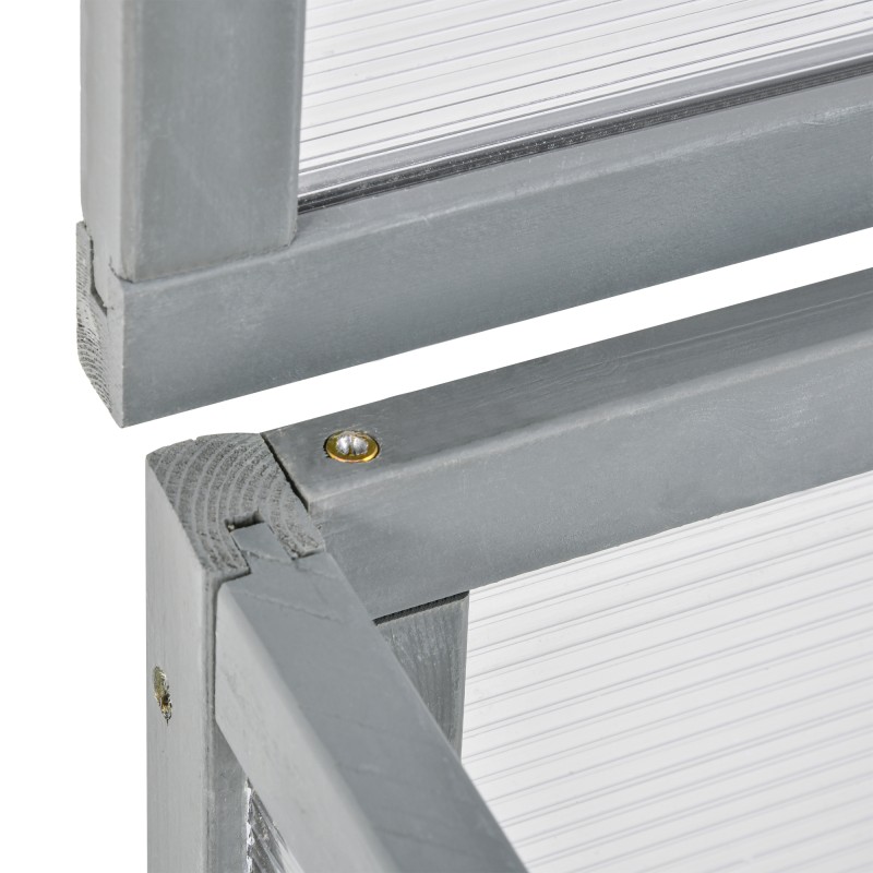 Kasvilava / pieni kasvihuone puu ja polykarbonaatti 90 x 46 x 40 cm harmaa