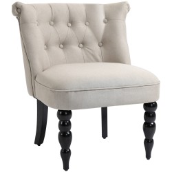 Vintage nojatuoli pellavaa ja kumipuuta 67 x 67 x 78 cm beige musta