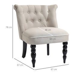 Vintage nojatuoli pellavaa ja kumipuuta 67 x 67 x 78 cm beige/musta