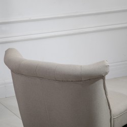 Vintage nojatuoli pellavaa ja kumipuuta 67 x 67 x 78 cm beige/musta