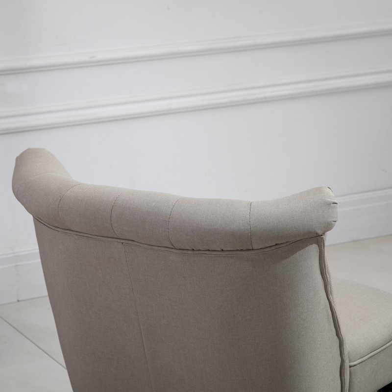 Vintage nojatuoli pellavaa ja kumipuuta 67 x 67 x 78 cm beige/musta