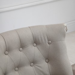 Vintage nojatuoli pellavaa ja kumipuuta 67 x 67 x 78 cm beige/musta