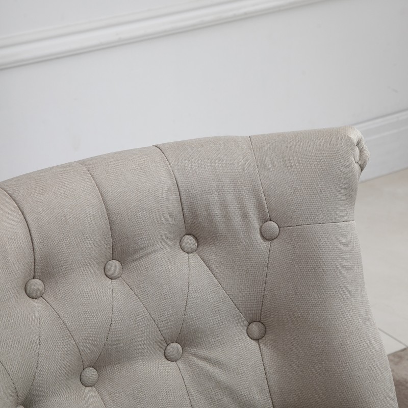 Vintage nojatuoli pellavaa ja kumipuuta 67 x 67 x 78 cm beige/musta