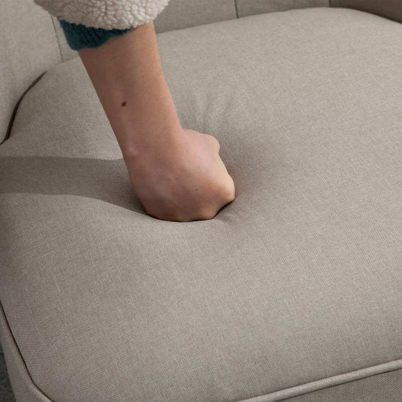 Vintage nojatuoli pellavaa ja kumipuuta 67 x 67 x 78 cm beige/musta