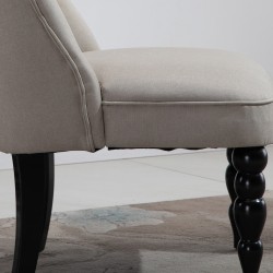 Vintage nojatuoli pellavaa ja kumipuuta 67 x 67 x 78 cm beige/musta