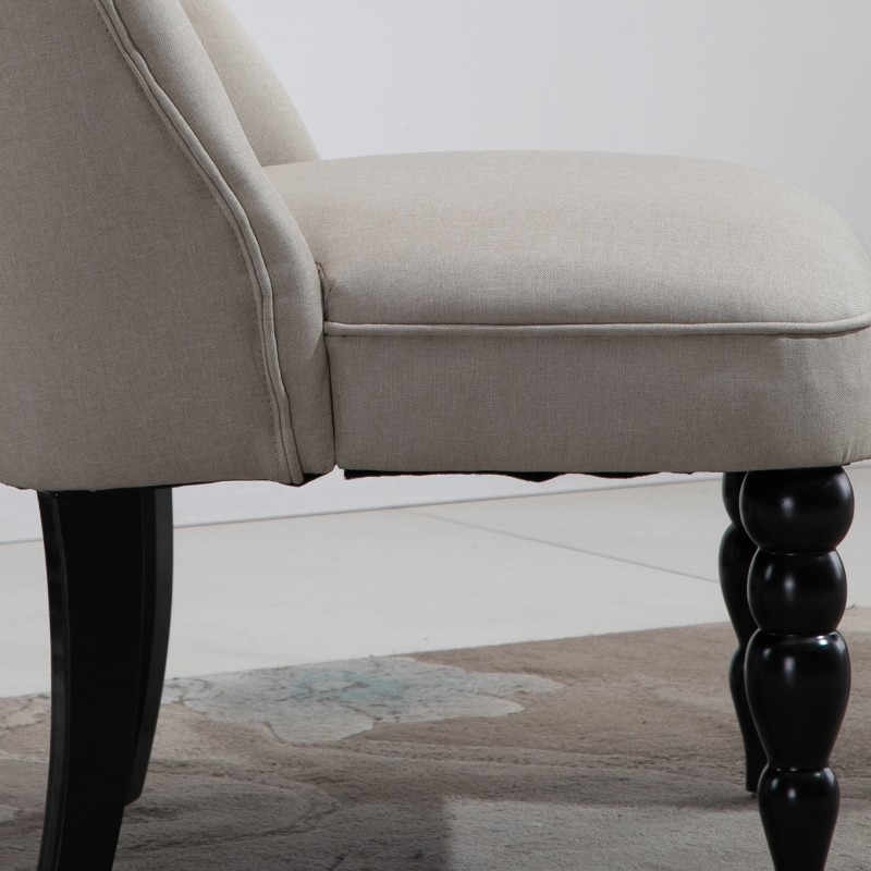 Vintage nojatuoli pellavaa ja kumipuuta 67 x 67 x 78 cm beige/musta