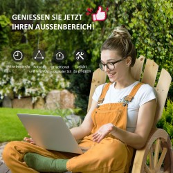 Keinutuoli ulkokäyttöön, rustiikkinen vaununpyörädesign, kuusipuu, natur, 68 x 88 x 92 cm