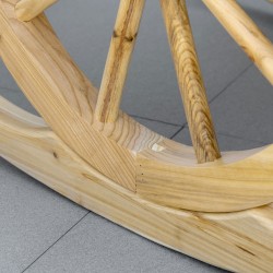 Keinutuoli ulkokäyttöön, rustiikkinen vaununpyörädesign, kuusipuu, natur, 68 x 88 x 92 cm