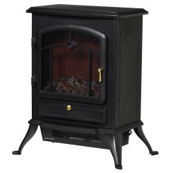 Sähkötakka lämmitystoiminnolla ja LED liekkiefektillä 1000 2000 W karkaistu lasi musta