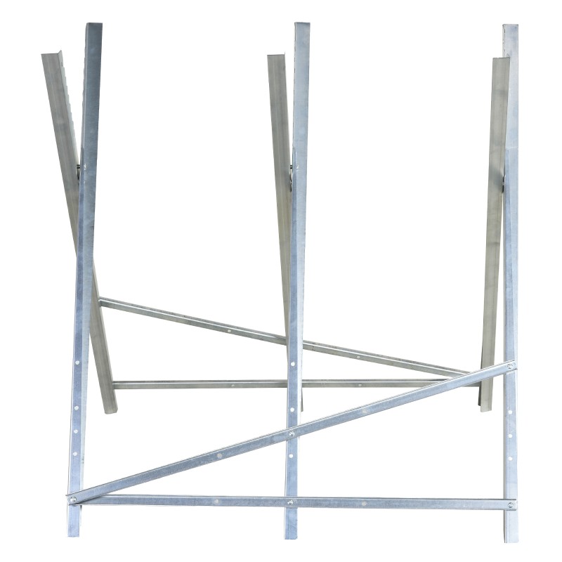 Taittuva tukkipukki polttopuille, metallia, 83 x 83 x 79 cm, kantavuus 100 kg, hopea