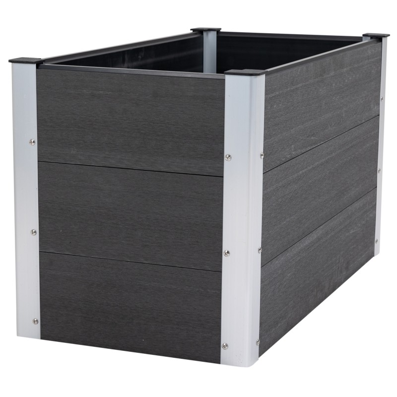 Viljelylaatikko / kukkalaatikko ilman pohjaa, WPC ja alumiini, 100 x 50 x 55,5 cm, harmaa