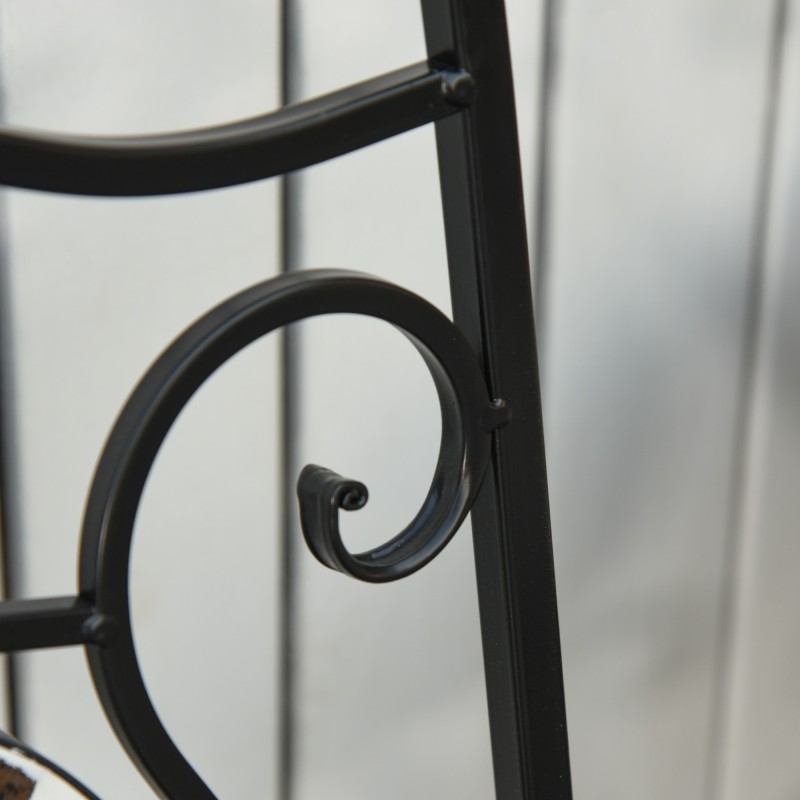 Parvekekalustesetti 2 hengelle, metallia ja keraamista mosaiikkia, pöytä Ø60 cm + 2 taittotuolia, monivärinen