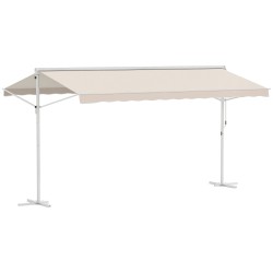 Vapaasti seisova terassikatos puutarhaan metalli polyesteri 450 x 340 cm creme