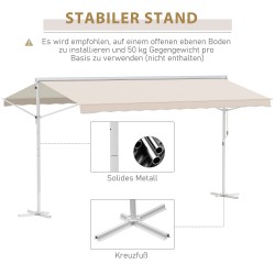 Vapaasti seisova terassikatos puutarhaan, metalli/polyesteri 450 x 340 cm, creme