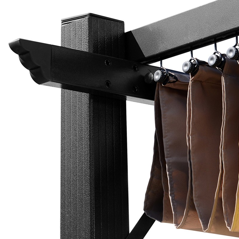 Terassikatos puutarhaan alumiinia 3 x 4 m, säädettävä kangaskatto, harmaa/ruskea