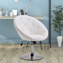 Lepotuoli olohuoneeseen keinonahkaa teräsjalustalla säädettävä istuinkorkeus valkoinen