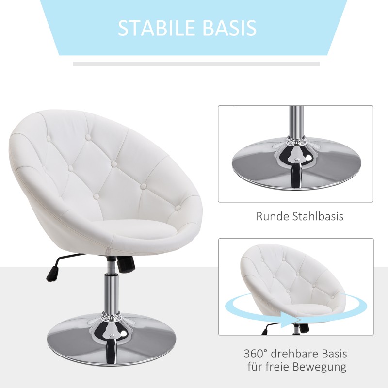 Lepotuoli olohuoneeseen keinonahkaa teräsjalustalla säädettävä istuinkorkeus valkoinen