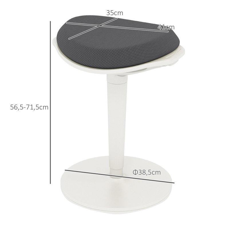 Ergonominen korkeussäädettävä työjakkara aktiiviseen istumiseen 42,5x35,5x56,5–71,5 cm harmaa