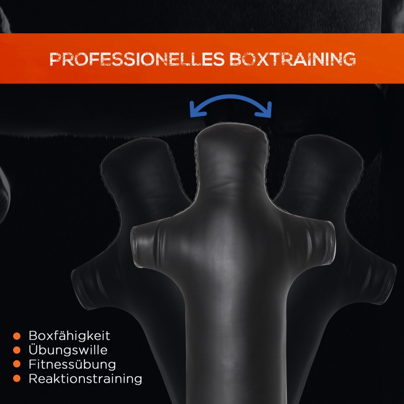 Seisova nyrkkeilypylväs aikuisille 180 cm, teräs/PU, vapaasti seisova, musta