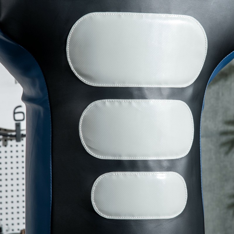 Vapaasti seisova nyrkkeilyn harjoitusnukke, säädettävä korkeus 178–207 cm, keinonahka, musta/harmaa/sininen