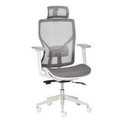 Ergonominen työtuoli ja pelituoli mesh verkko säädettävä niskatuki 3D käsinojat harmaa